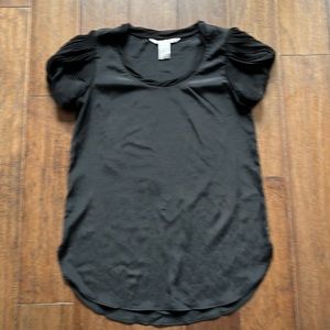 Vintage Diane Von Furstenberg Black Blouse with Petal Like Sleeves